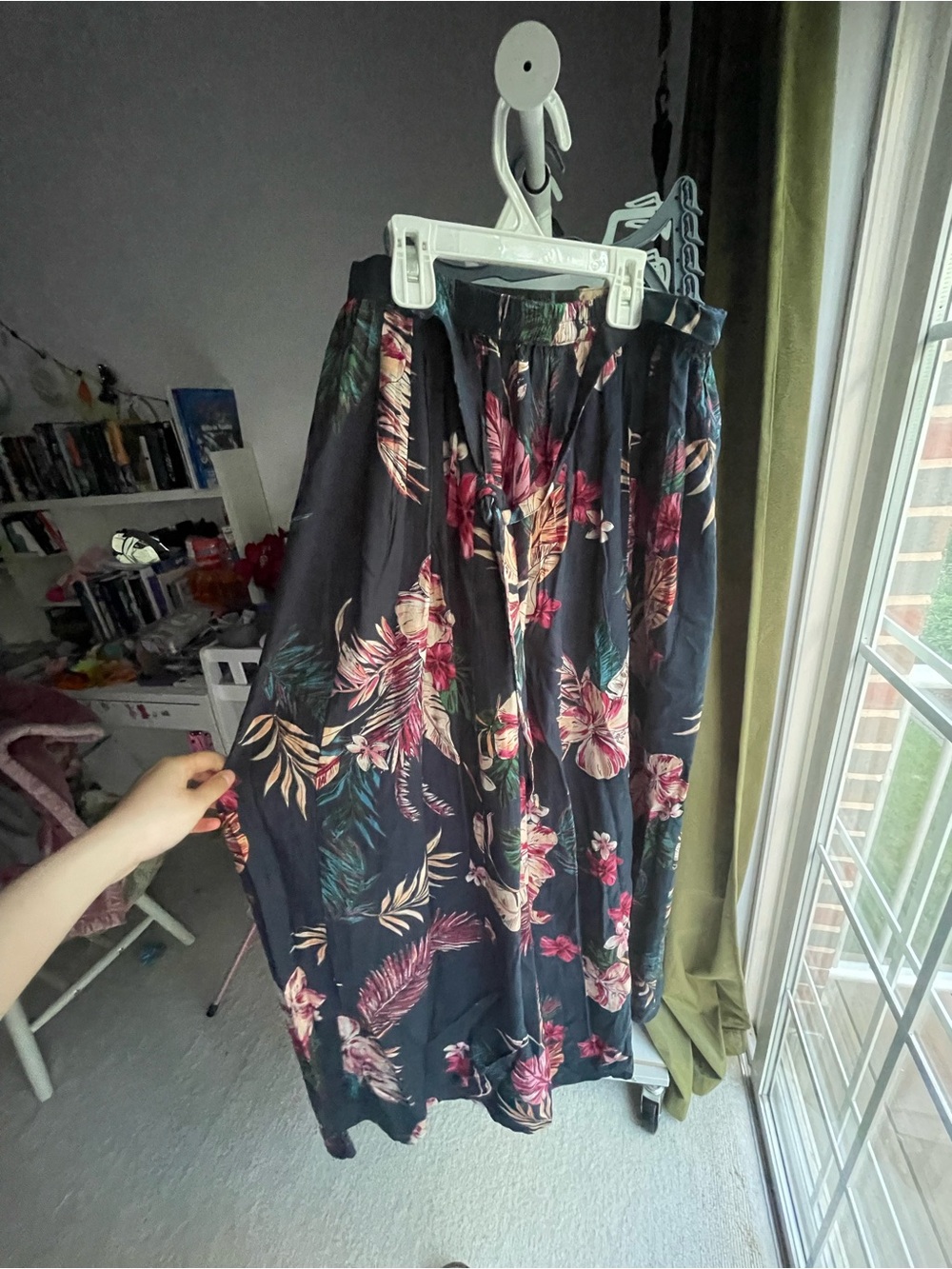 Patrons of Peace Black Maxi Skirt with Pink and Green Floral Print